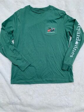 Vineyard Vines Men's St Patrick Forest Green Long-Sleeve Pocket Tee